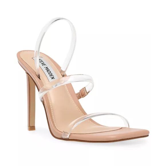 Steve Madden Gracey Strappy Stiletto Sandals Clear/Nude size 11 M - Picture 1 of 14